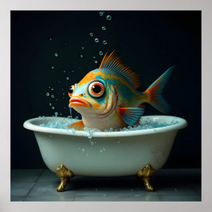 Poster Peixe engraçado no banho