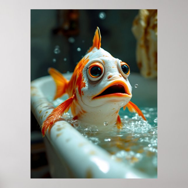 Poster Peixe engraçado no banho (Frente)