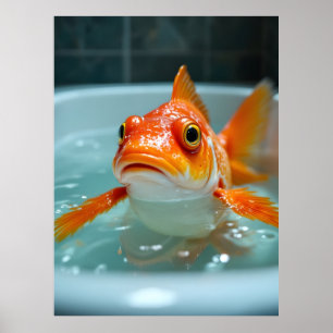 Poster Peixe engraçado no banho