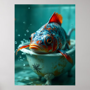Poster Peixe engraçado no banho