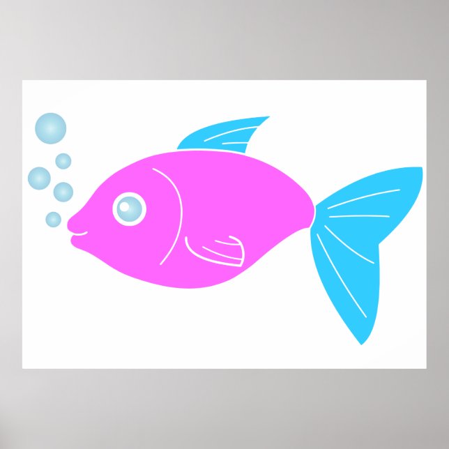 Póster Peixe engraçado rosa (Frente)