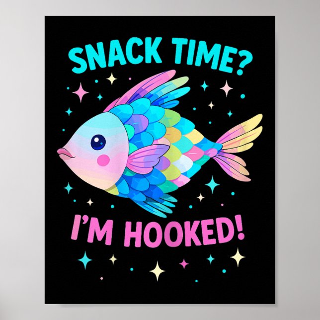 Poster Peixe Escama Arco-Íris Fofo Kawaii Cartoon Oceano  (Frente)