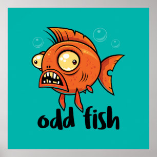 Poster Peixe Estranho Quirky Engraçado Peixe Dourado Lara