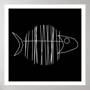 Poster Peixe Funky - B & W