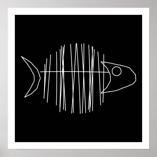 Poster Peixe Funky - B & W (Frente)