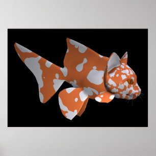 Poster Peixe-gato-de-laranja-branco