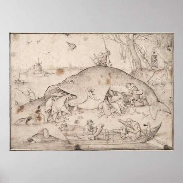 Póster Peixe grande come peixe pequeno por Pieter Bruegel (Frente)