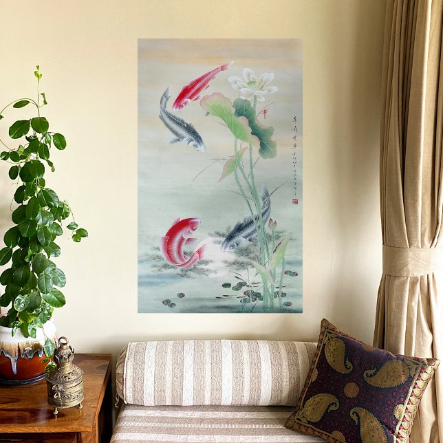 Poster Peixe Koi com Lotus (Criador carregado)
