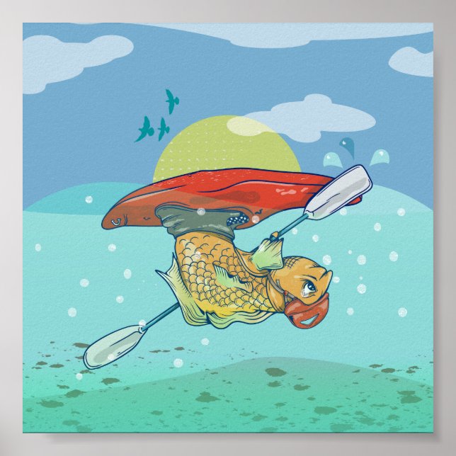 Poster Peixe num caiaque (Frente)
