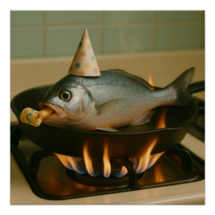 Póster Peixe Numa Capa Com Uma Festa Que Se Apresente