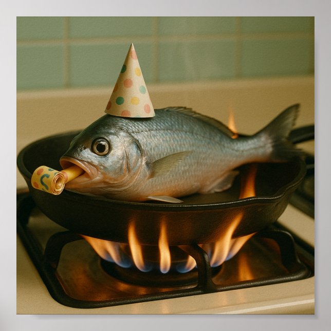 Poster Peixe Numa Capa Com Uma Festa Que Se Apresente (Frente)