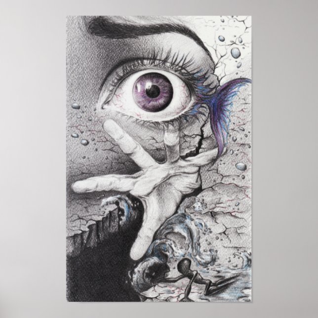 Poster Peixe-olho e arte de desenho surreal do sonho (Frente)