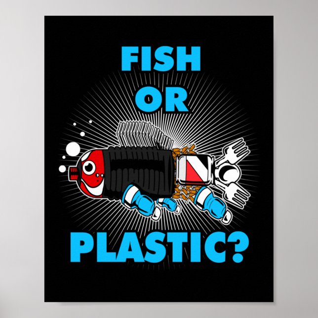 Poster Peixe Ou Proteção Plástica Do Ambiente Natureza Co (Frente)