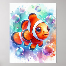 Poster Peixe Palhaço Aquarela