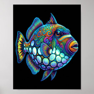Poster Peixe-palhaço colorido abstrato arte oceânica