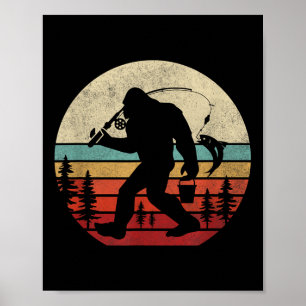 Poster Peixe-Pé-Grande A Pescar Homens-Pai Retro Sasquata