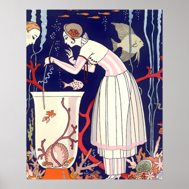 PÓSTER PEIXE PEQUENO DESLUMBRANTE, BELEZA DA MODA ART DÉC (Frente)