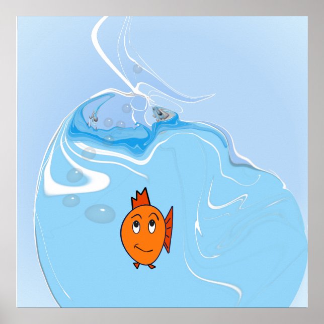 Poster Peixe Preocupado Com bolhas (Frente)