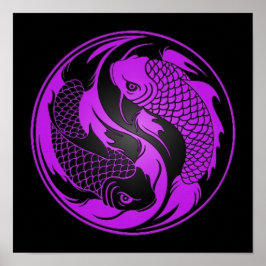 Poster Peixe Roxo e Negro Yin Yang Koi