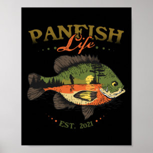 Poster Peixe Sunfish Panfish Vida Est 2025 Pesca Pescador