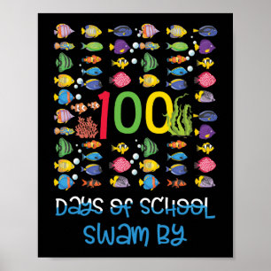 Poster Peixes 100 Dias De Professora De Camisas De Escola