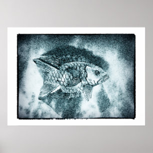 Póster Peixes - arte de tinta digital (Poster)