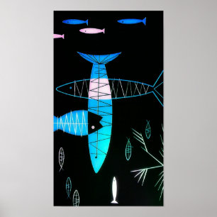 Poster Peixes atômicos do vintage