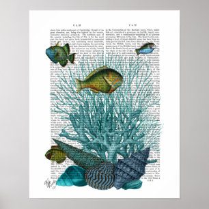Poster Peixes, Cascas Azuis e Corais