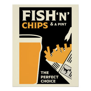 Póster Peixes Clássicos E Chips Britânicos