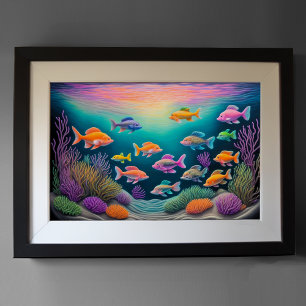 Poster Peixes Coloridos Desenhadores De Giz