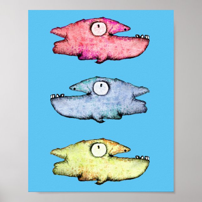 Poster Peixes coloridos nadando felizes (Frente)