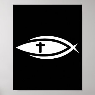Poster Peixes Cruz Jesus Orações Cristãs Homens Mulheres