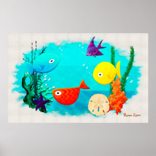 Poster Peixes de animação de aquário Whimsey