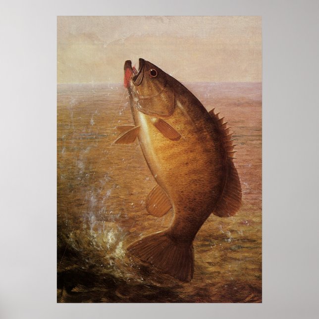 Póster Peixes De Baixo Marrom, De Largemouth, Pesca Espor (Frente)