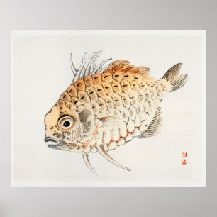 Poster Peixes de Kōno Bairei (1844-1895)