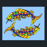 Poster Peixes de Rico de pop pescam azul claro<br><div class="desc">Este impressão de arte para o seu decoro doméstico é uma cor azul clara com dois Peixes de rico brilhantes Peixe.</div>