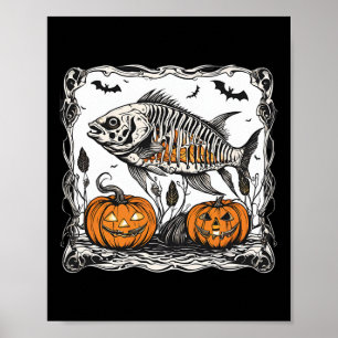 Poster Peixes do Halloween Esqueleto Engraçado Peixe Louc