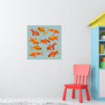 Poster Peixes dourados<br><div class="desc">Traga cor para as suas paredes com uma escola de impressão de arte de peixe-dourado. Excelente para o quarto ou banheiro infantil. Altere a cor de fundo para corresponder à decoração.</div>