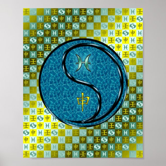 Poster Peixes e macaco-água (Frente)