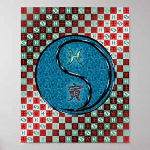 Poster Peixes e Tigre de Água