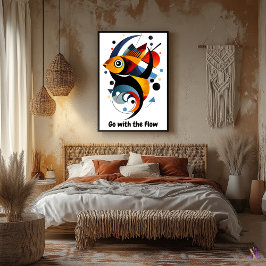 Poster Peixes Geométricos Mínimos Abstrato Motivadores