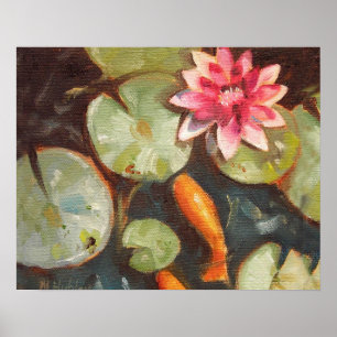 Poster Peixes-Goldfish Koi Pond Water Lílias