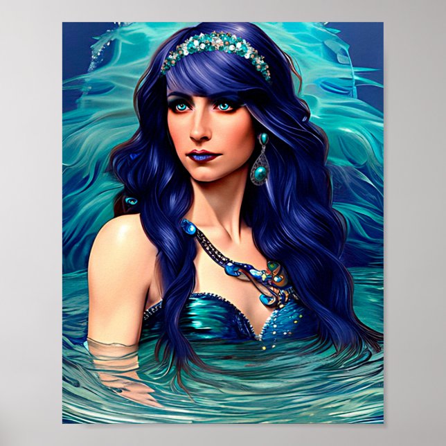 Poster Peixes Mermaid Queen Original Fantasy art (Frente)