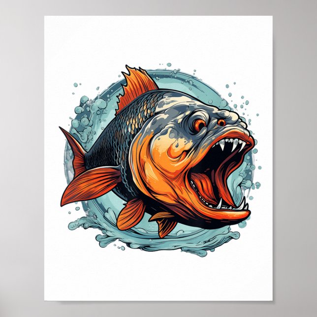 Poster Peixes Monstros Legais Para Amantes de Piranhas _1 (Frente)