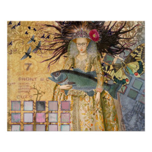 Póster Peixes Mulher Vintage Gótico Clássico 