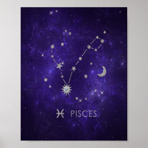 Poster Peixes Roxos Zodiac Astrologia Cósmica Horoscópi