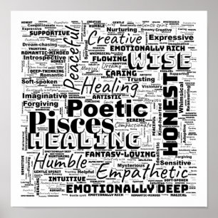 Poster Peixes S-M (Zodiac Word Cloud Inspiration Squre)