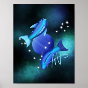 Poster Peixes Starry Neptune Zodiac