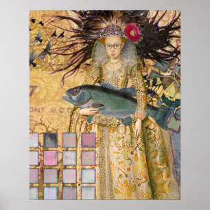 Poster Peixes Vintage Clássica Gótica