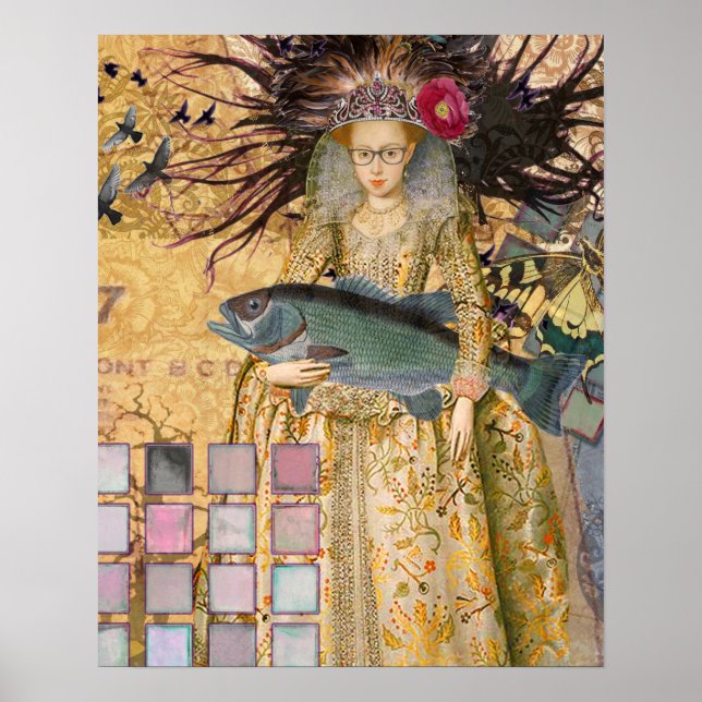 Poster Peixes Vintage Clássica Gótica (Frente)